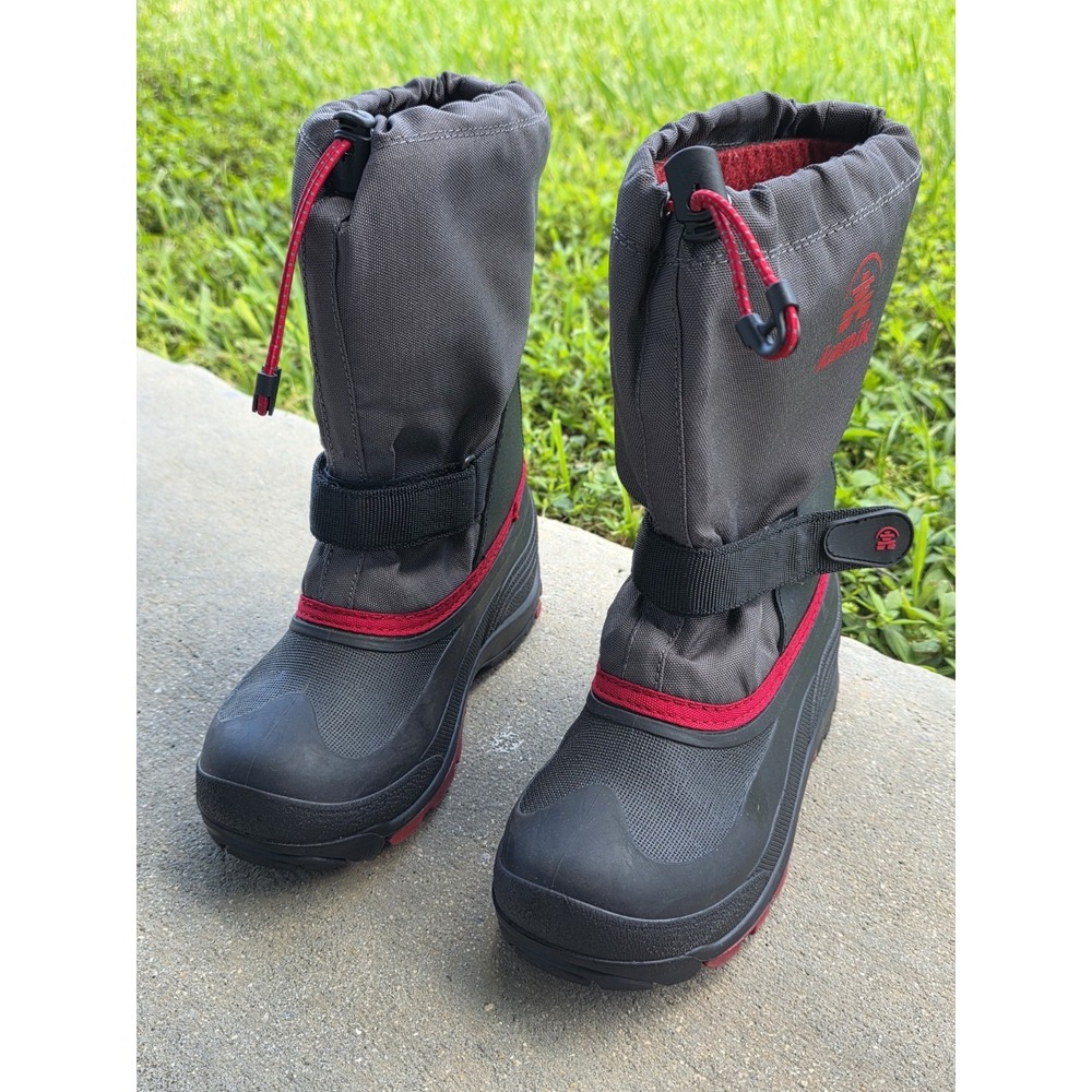 Kamik Kids Waterproof Snow Boots Black Red Trim Size 3 Winter Mid-Calf - Picture 2 of 6